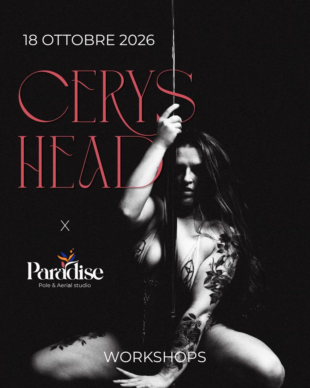 Locandina del workshop con Cerys Head a Paradise Studio, 18 ottobre 2026